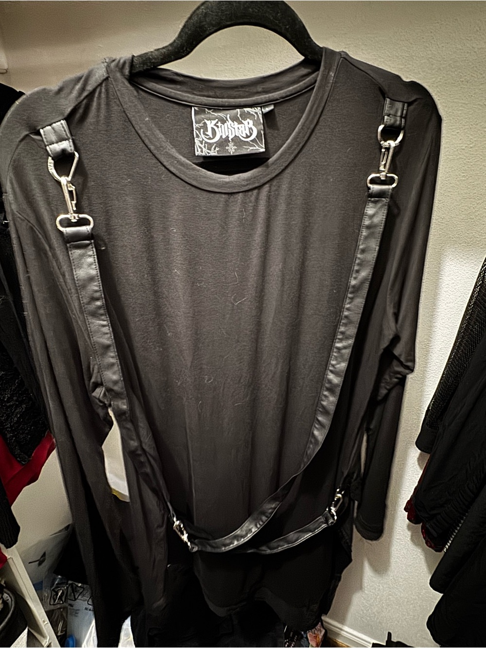 Killstar Black Long Sleeve Top with Removable Strap Harness